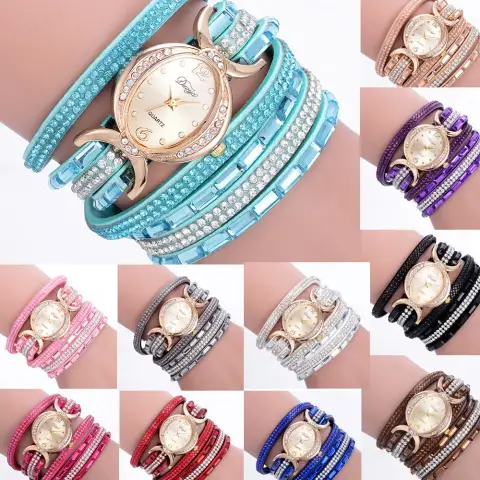 New Casual Rhinestone Watch Dress Ladies Bracelet Analog Quartz