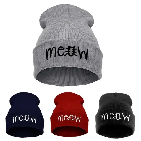 Autumn MEOW Men Women Casual Hip Hop Hats Knitted