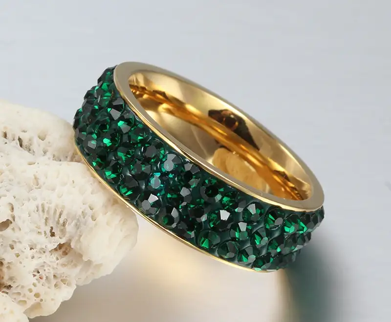 Titanium Steel Jewelry Full Mud Sticky Diamond Ring Full Diamond Ring