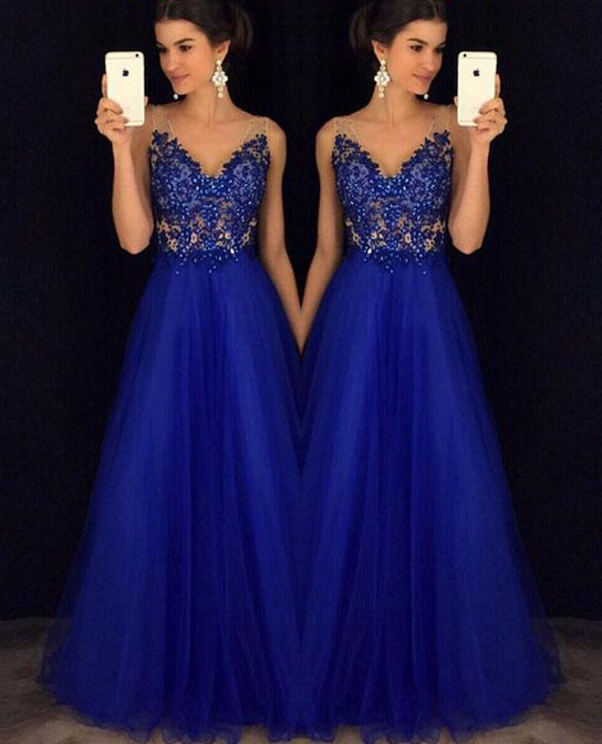 Dress Backless Beaded Ball Elegant Long Dress Blue Chiffon Dress Spot