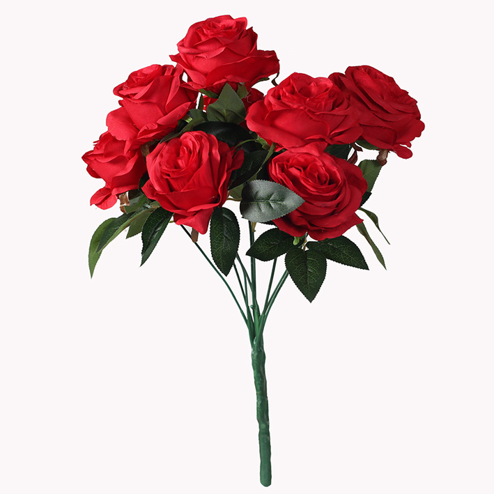 Indoor decoration 9 heads bouquets of roses simulation rose fake bouquet