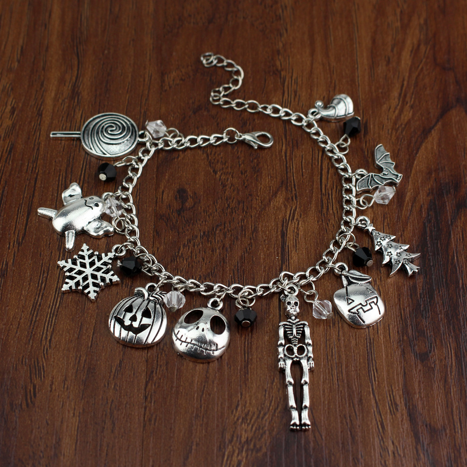 Fright Christmas Night Bracelet Bangle Snowflake Crystal Beads Charm Bracelet Christmas Gift