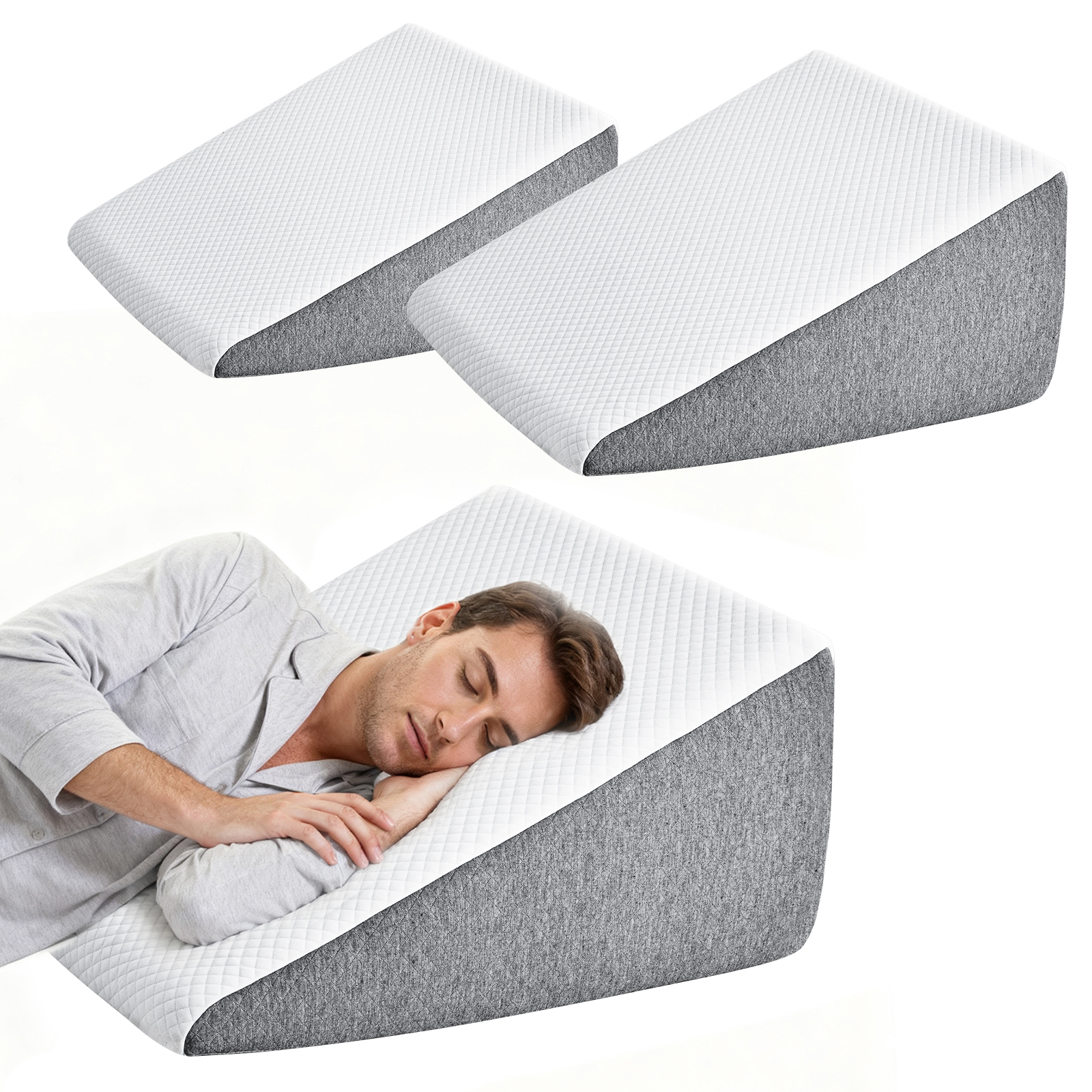 Wedge Pillow, Body Pillow , White& Grey image 11