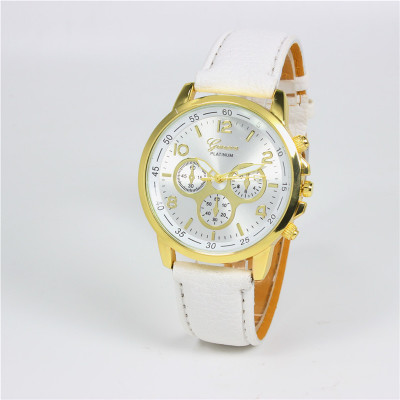 Simple fake three-eye belt watch