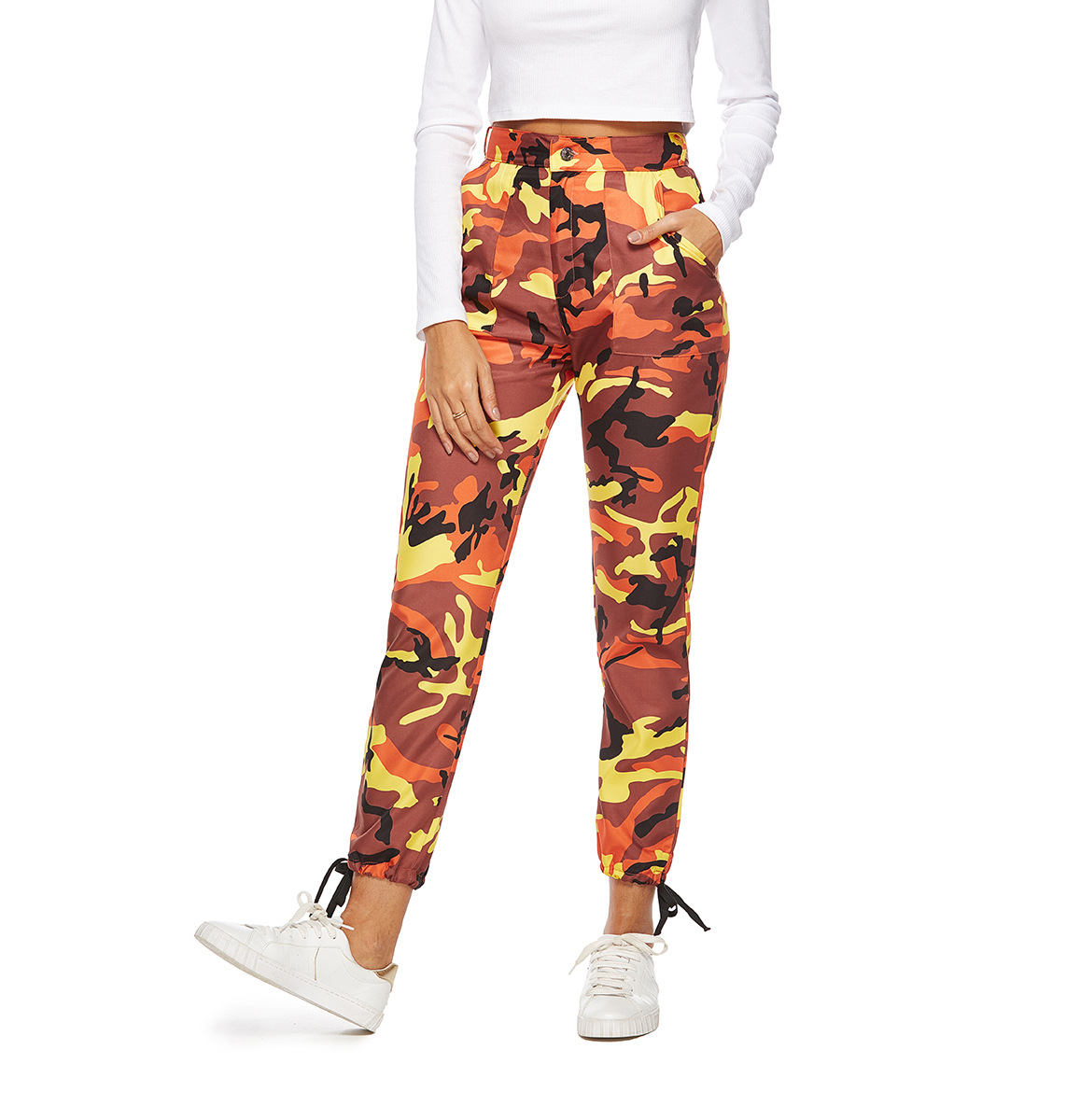 HEYounGIRL Orange Camouflage Hosen Frauen Jogginghose Lila Rosa Camo Hosen Pantalon Femme Hosen Cargo Harem Pantalones Mujer Orange - Shop at LoveMi