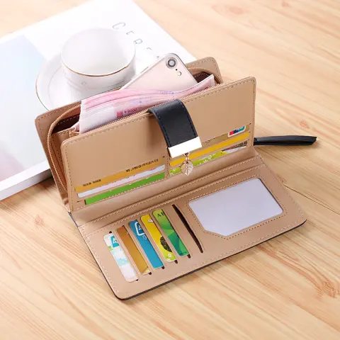 Women Purse Female Long Wallet Gold Hollow Leaves Pouch