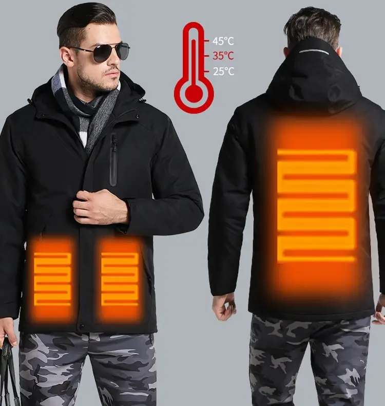 Men Women Winter Thick USB Heating Cotton Jacket Outdoor