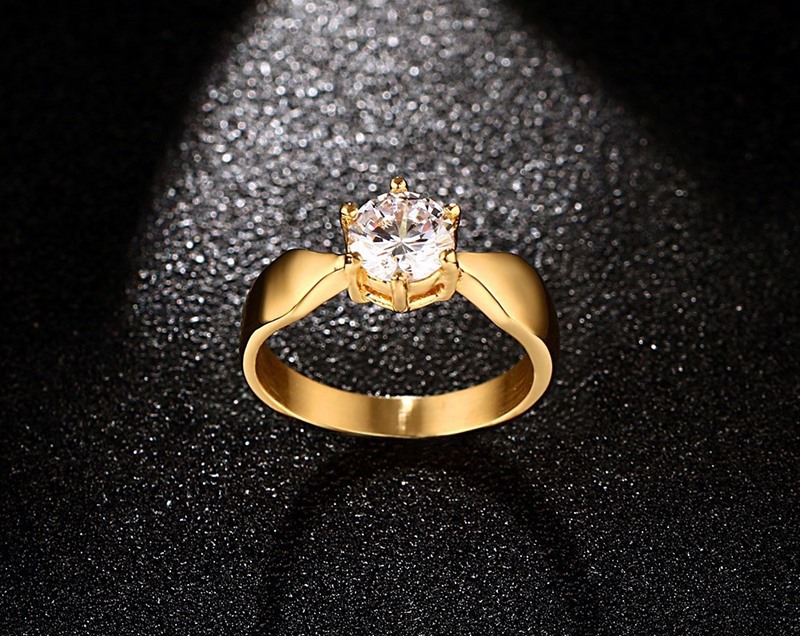 7MM titanium steel claw set with a single zircon ring gold