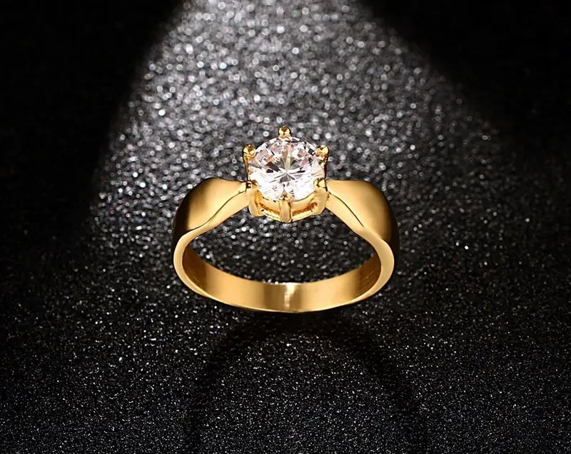 7MM titanium steel claw set with a single zircon ring gold