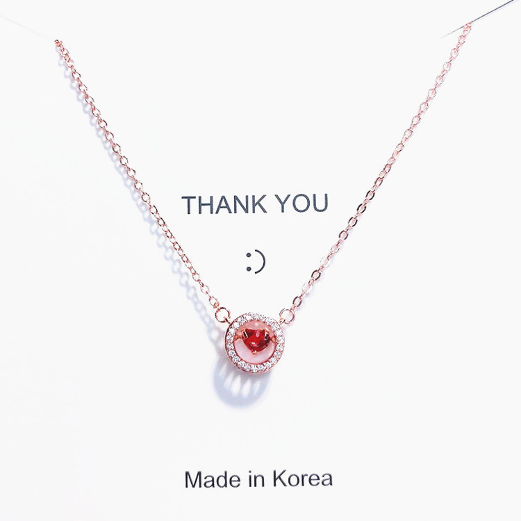 Copper plated silver necklace female Korean version of the simple student Sen series wild sweet smart red heart clavicle chain