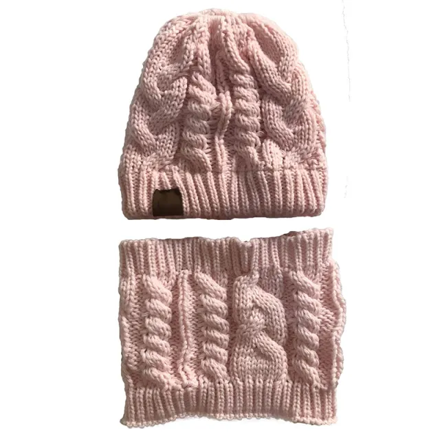Autumn Winter Women's Hat Caps Knitted Warm ring Scarf Windproof Balaclava Multi Functional CC ponytail Hats Scarf Set For Women Pink - Shop at LoveMi