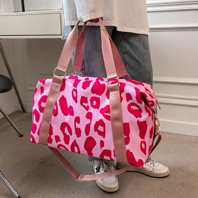 Women Travel Duffel Bag Cow Pattern Handbag Fitness Sports Shoulder Bags Pink - Shop at LoveMi