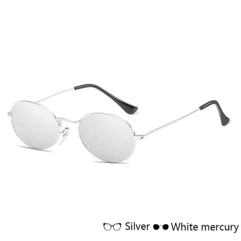 Fashion Women Sunglasses Famous Oval Sun Glasses Luxury Brand Metal Round Frames Black Small Eyewear Silver - Shop at LoveMi