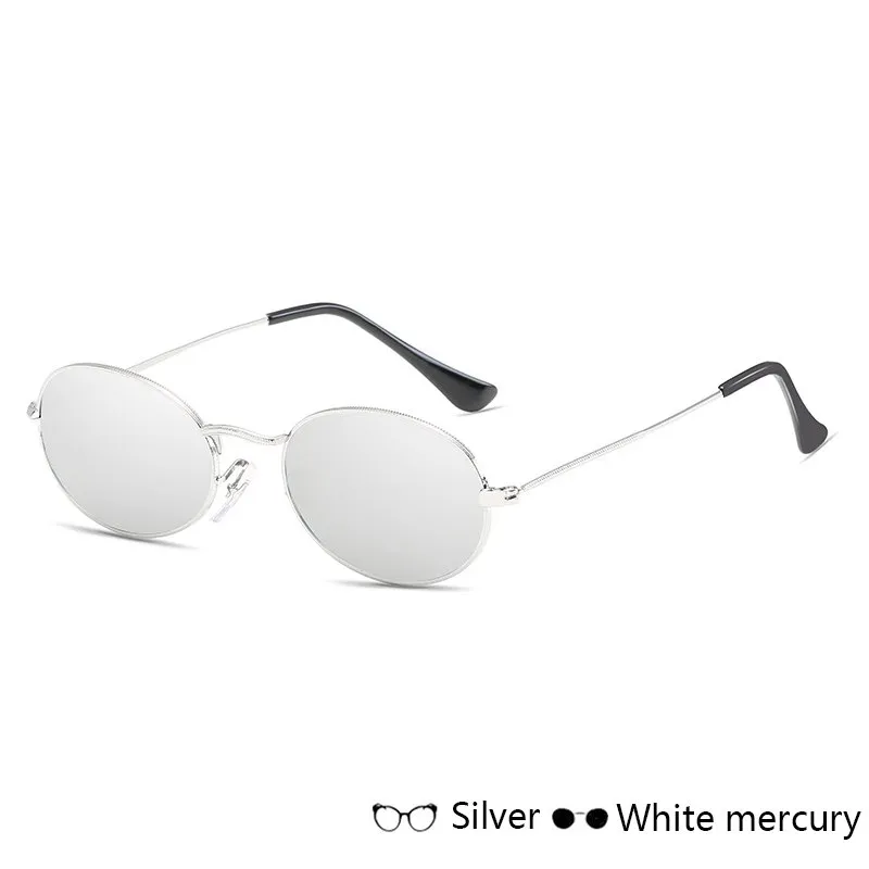 Fashion Women Sunglasses Famous Oval Sun Glasses Luxury Brand Metal Round Frames Black Small Eyewear - Silver