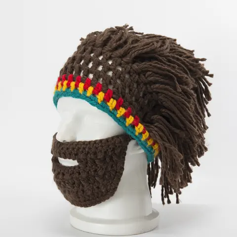 Halloween Party Spoof Knit Wool Hats Handmade Beard Men