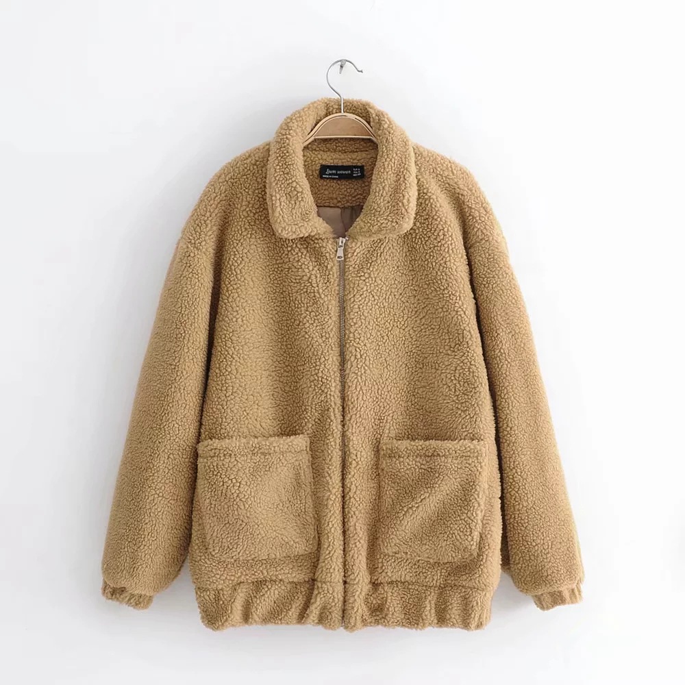 Autumn and winter warm lamb hair pocket cotton coat cotton coat