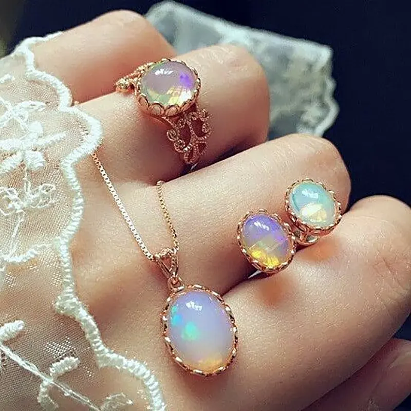 Dazzling Gemstone Trend Jewelry Set Fashion Europe and New