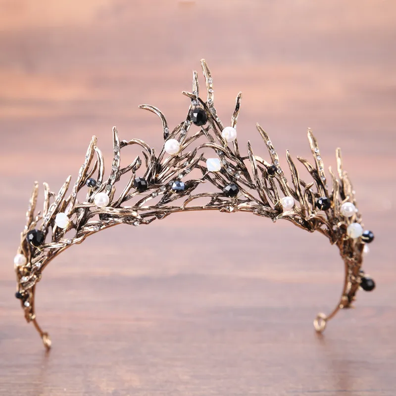 Crystal crown headband - Antique Gold