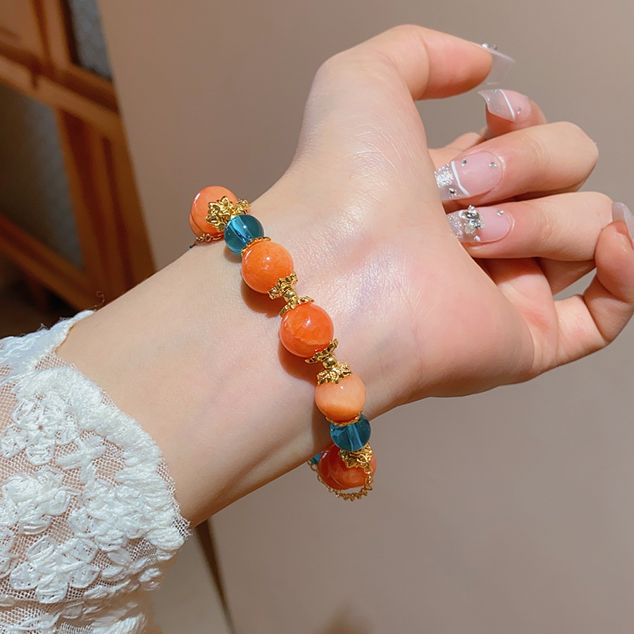 Boho Beaded Tassel Bracelet For Women Vintage Colorful Beads Chain Bracelet Alloy Resin Glass Bead Jewelry