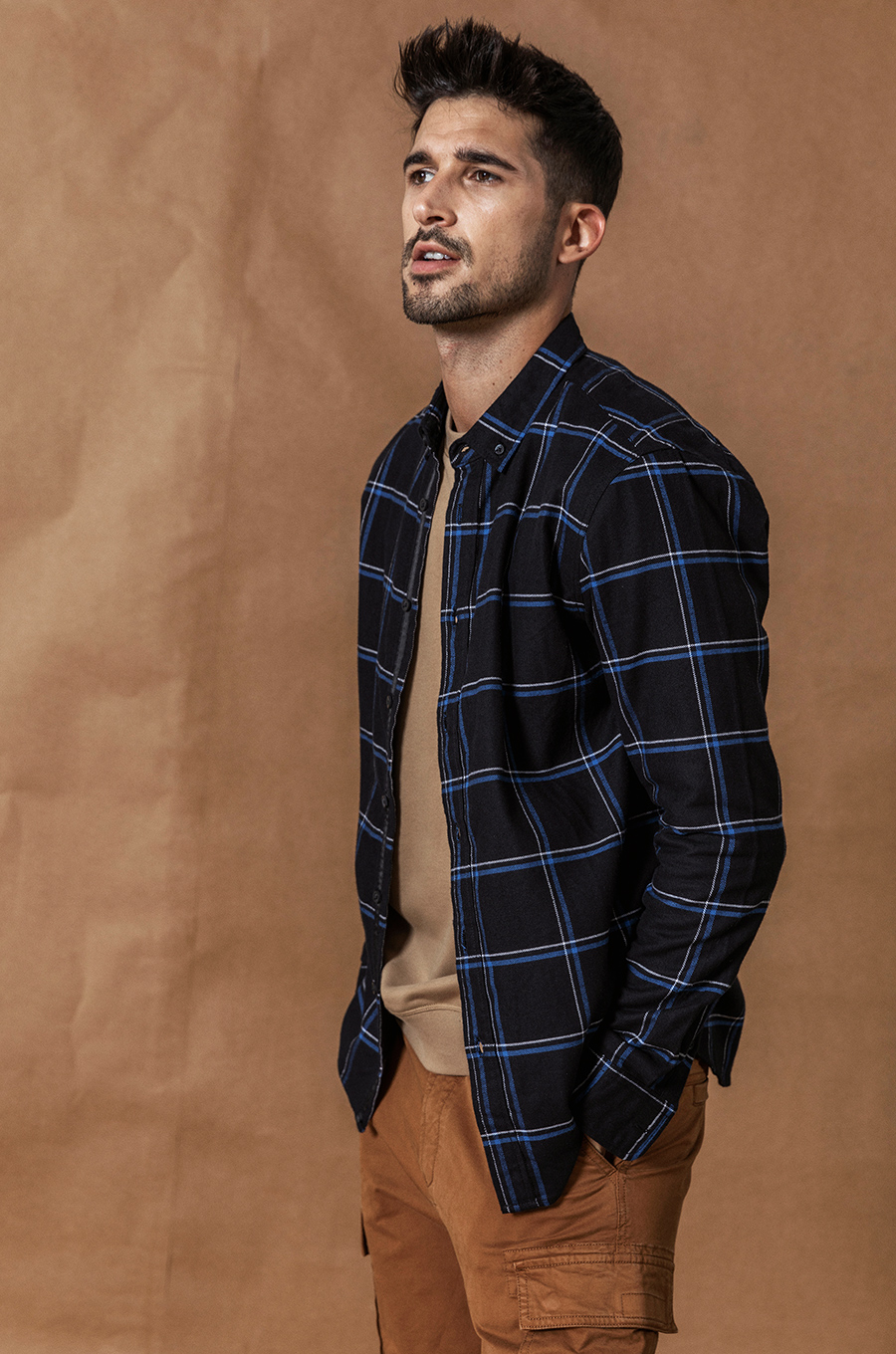 Title 6, Brushed casual plaid shirt