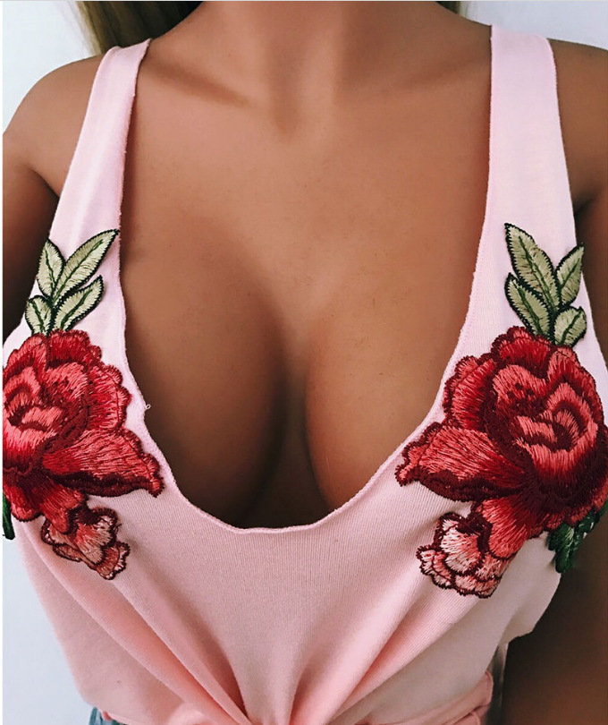 Wild embroidered halter top