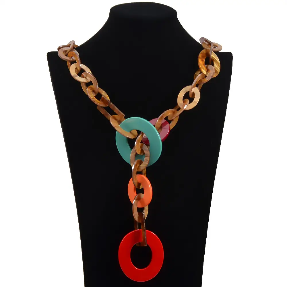 Trendy Acrylic Gem Long Necklace