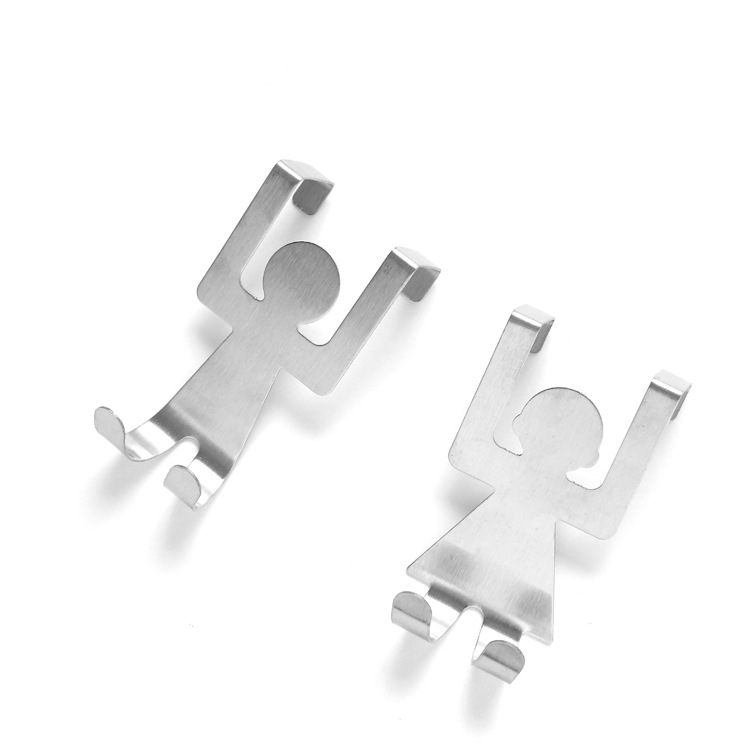 Cartoon humanoid door back hook creative seamless nail-free cabinet door rag bag hanging rack storage hook