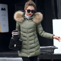 Winter jacket women fashion slim long cotton-padded Hooded jacket parka female wadded jacket outerwear winter coat women - Army Green - View 1