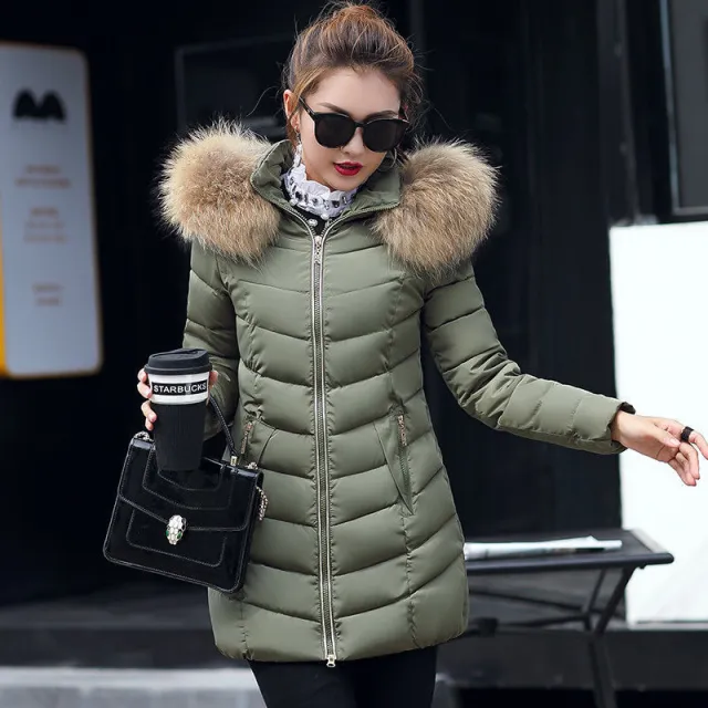 Winter jacket women fashion slim long cotton padded Hooded jacket parka female wadded jacket outerwear winter coat women Army Green - Shop at LoveMi