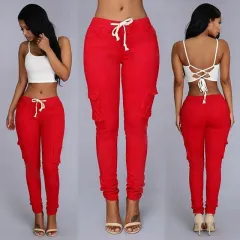 Women's multi-bag casual pants - Gules - View 1