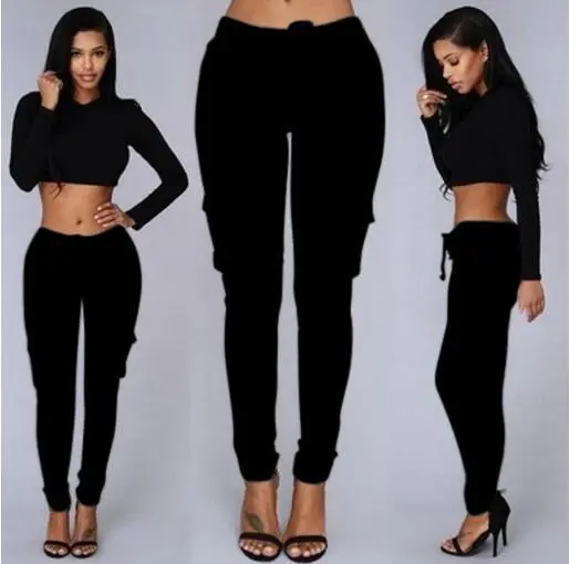 Women's multi bag casual pants Black - Shop at LoveMi