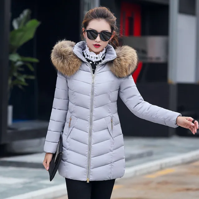 Winter jacket women fashion slim long cotton padded Hooded jacket parka female wadded jacket outerwear winter coat women Gray - Shop at LoveMi