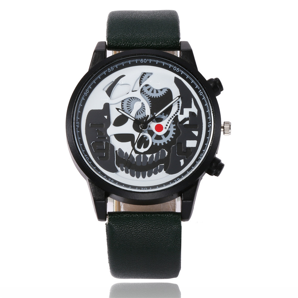Personality wild gear skull head men's belt watch