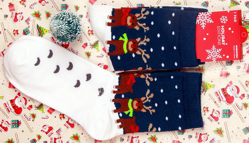 Old man elk snowman cotton women's socks - Scarf Deer