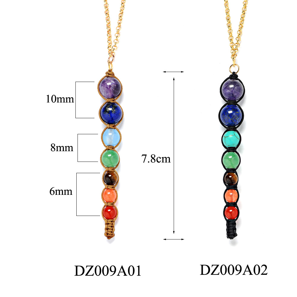 Seven chakra spirit pendulum necklace natural amethyst personality cone necklace