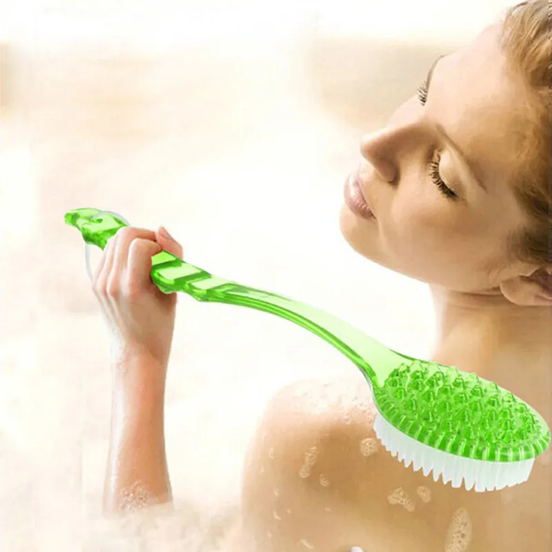 Long Handle Back Brush Back Body Bath Shower Sponge Scrubber Bath Brushes Exfoliating Scrub Skin Massage Exfoliation Bathroom - Green
