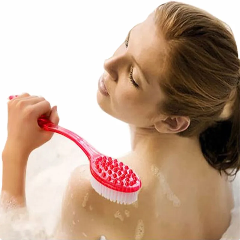 Long Handle Back Brush Back Body Bath Shower Sponge Scrubber Bath Brushes Exfoliating Scrub Skin Massage Exfoliation Bathroom - Red