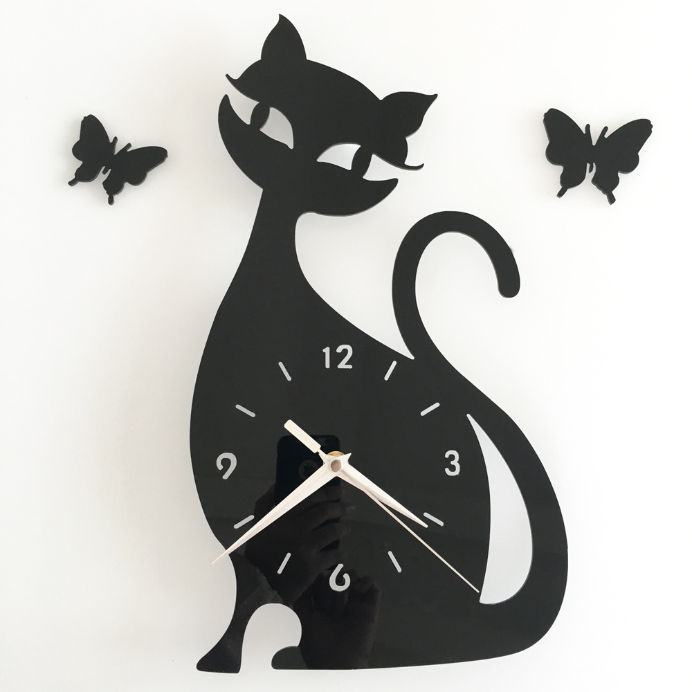 Quartz wall clock bedroom living room wall clock creative cute black