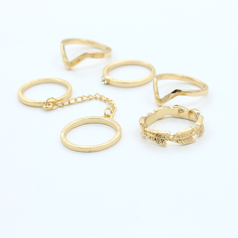 Diamond leaf leaf V-shaped joint finger chain 6 piece set