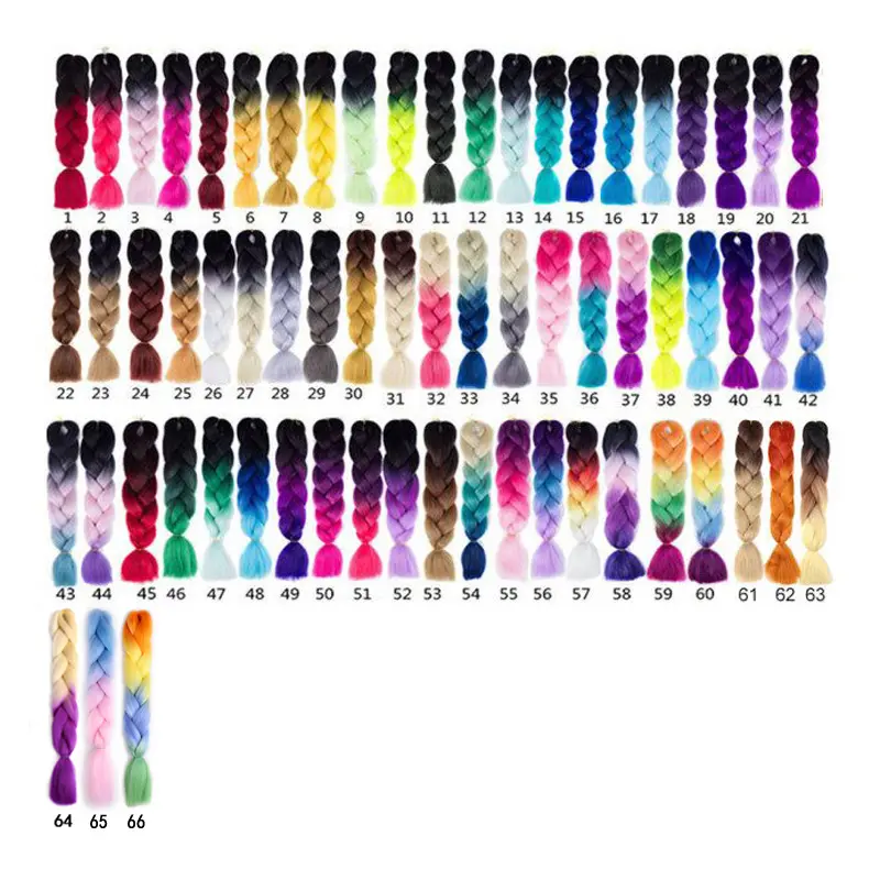 Black wig plaits colored gradient large jumbo