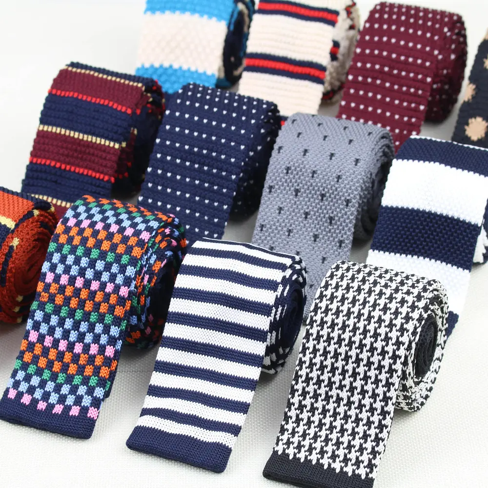 Men Knitted Knit Leisure Striped Ties Fashion Skinny Narrow