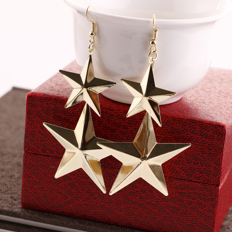 Fashion simple alloy five-pointed star women's earrings earrings