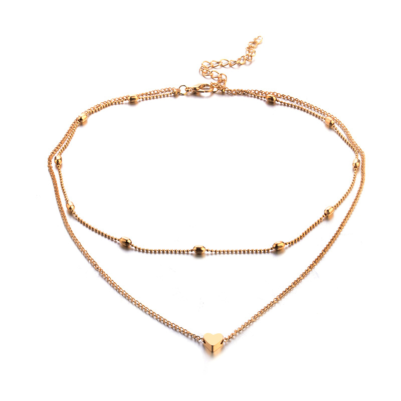 Peach heart multi-layer clavicle necklace