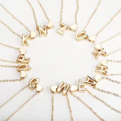 Fashion jewellery simple peach heart shape 26 letter necklace temperament love women's fashion accessories - X - View 1
