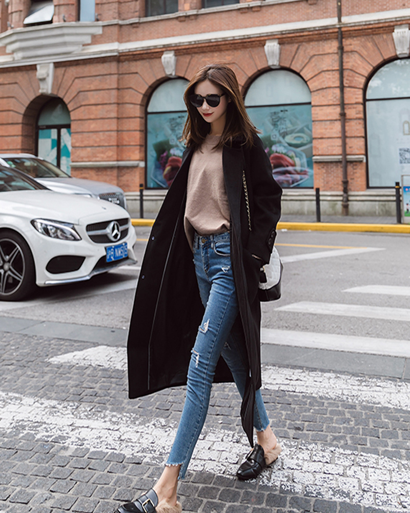 Woolen coat female long section new autumn and winter Korean version of Harajuku bf caramel short short woolen coat