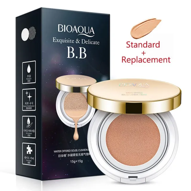 Bioaqua Air Cushion BB Cream 3 Color Concealer Moisturizing Foundation Whitening Flawless Makeup Bare For Face Beauty Makeup Natural Color 15G+ R... Natural Color 15G+ Replace 15G - Shop at LoveMi