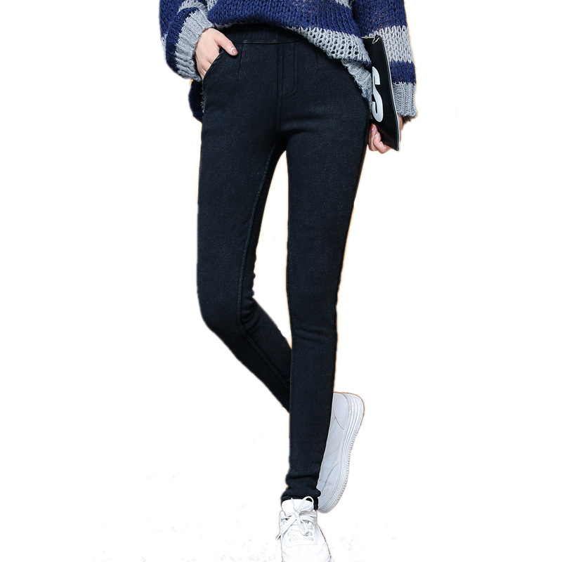 Thick Sand Wash Feet Pencil Pants Stretch  Denim Leggings