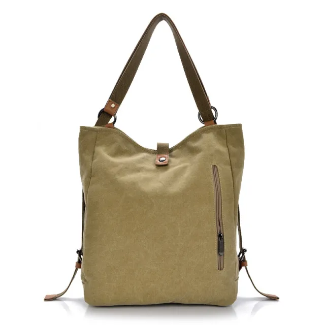 Fashion Multi Functional Canvas Backpack Khaki - Shop at LoveMi
