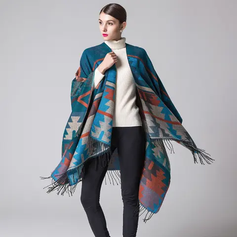 Indian Geometric Diamonds Long Thickening Cashmere Ethnic Wind Travel