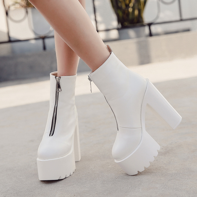 POADISFOO Hates High Short Boots Platform Waterproof Platform With Zipper High Heel Women Boots Thin Martin Boots.